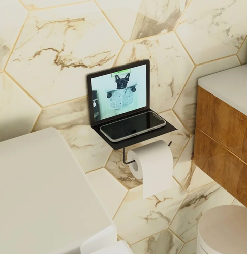 LIFFY Toilet Paper Holder with Shelf - Paper Towel Holder Wall Mount - Decorativ - Picture 9 of 10