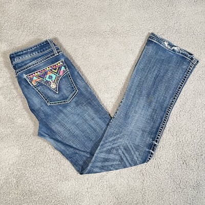 Wrangler Rock 47 Jeans Womens 29x34 Low Rise Dark Wash