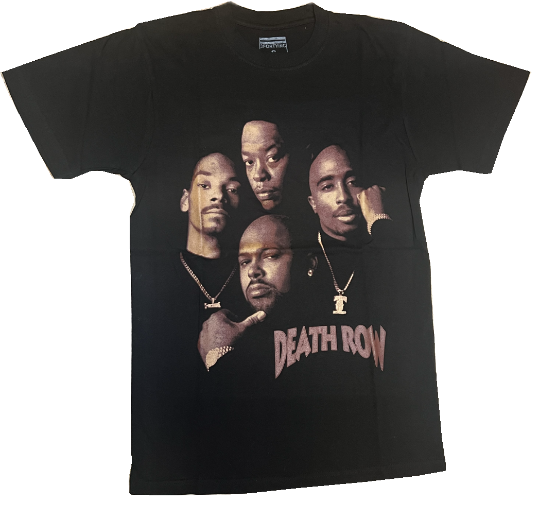 FILA T MAGLIETTA A MANICHE CORTE STAMPATE DA UOMO ""Death Row"" West Coast HIP HOP NUOVE!