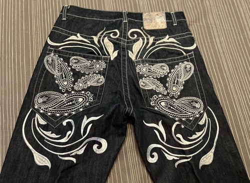 Vintage Rare Red Ape Men's Embroidered Paisley Jeans Size 34