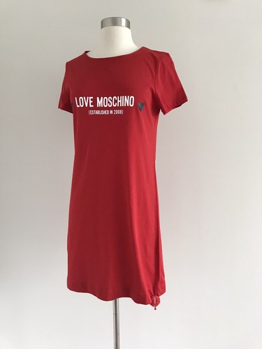 NWT $170 LOVE MOSCHINO 100% COTTON SHORT SLEEVE JERSEY T-SHIRT MINI DRESS SIZE 2 - Picture 4 of 9