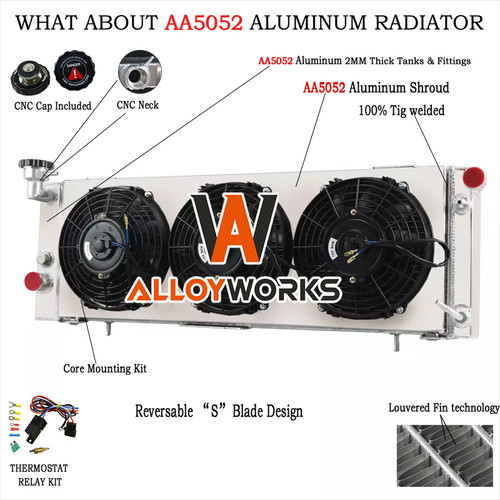 Aluminium Radiator+Fan+Relay For Jeep Cherokee XJ 4.0i 88-01 2.5i 4x4 84-01 88UK - Picture 1 of 11