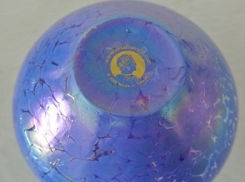 GORGEOUS - Cesars World BLUE IRIDESCENT ART GLASS Perfume Bottle & Stopper Lid - Picture 5 of 5