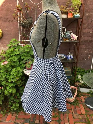 Melbourne AUS designer Grandma Funk pinafore mini dress gingham black white 10 M - Imagen 5 de 11
