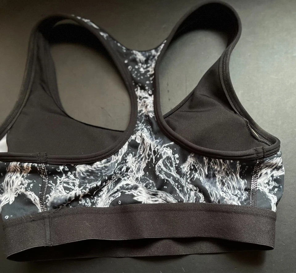 Champion Women Black White Medium Razorback Removable Pad Sports Bra - Image 2 of 4