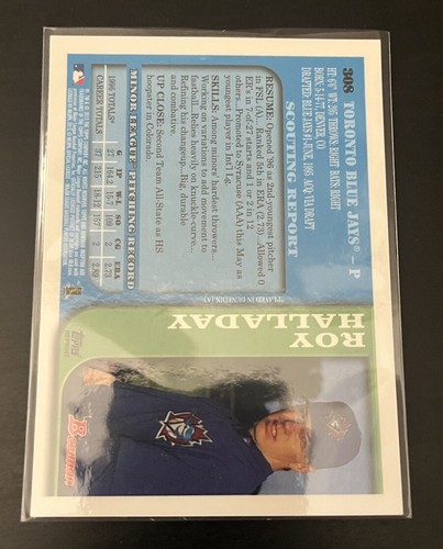 Roy Halladay HOF Baseball Player - 2013 Bowman 1st Reprint #308 - Picture 2 of 2