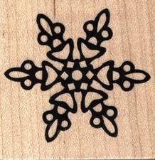 Magenta DOODLE SNOWFLAKE Wood Mounted Rubber Stamp Winter Christmas