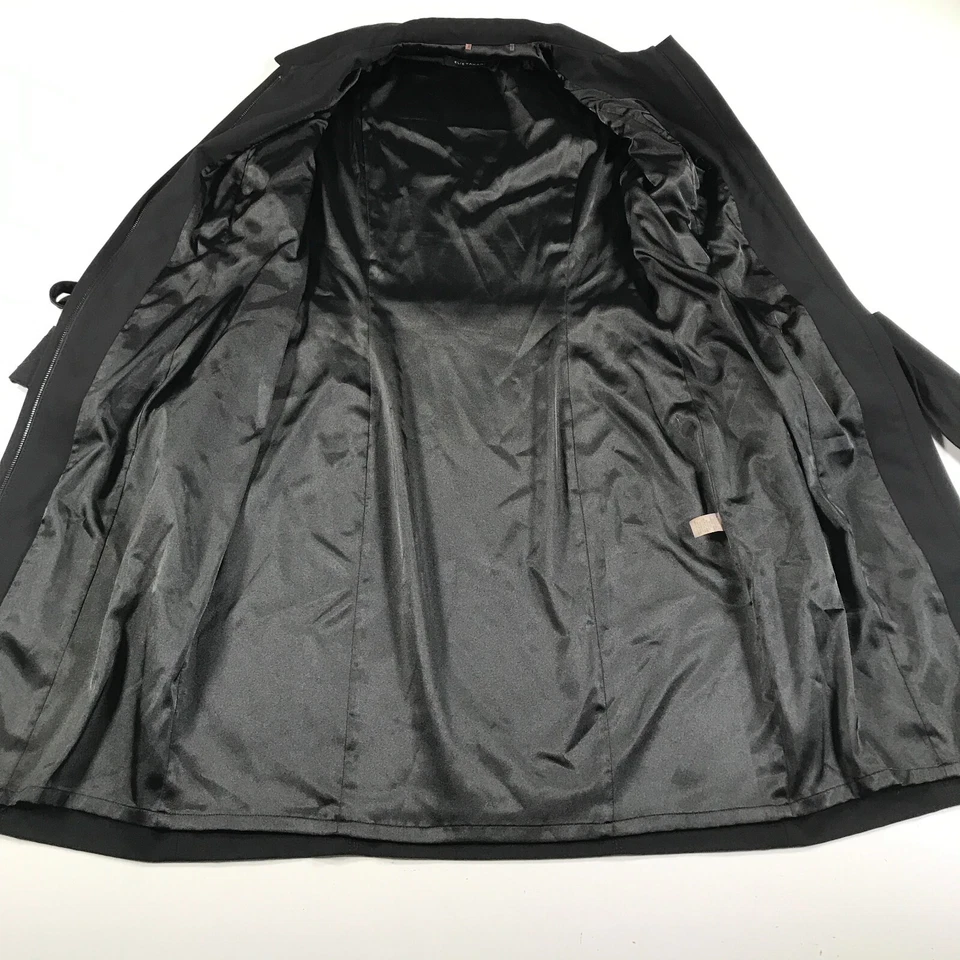 Elie Tahari Trench Coat Womens 6 Black Lightweight Smooth Belted - Image 3 of 4