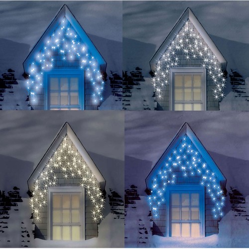 Chasseur de lumière de Noël 720 Led Icicle blanc vif neige décoration de Noël Royaume-Uni - Photo 2/8
