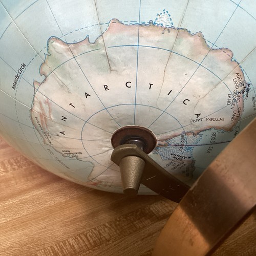 Vintage MCM Art Deco REPLOGLE Stereo Globe Relief 12” Metal And Wood Stand USA - Picture 14 of 24