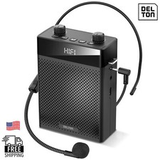 Delton A565 Portable Voice Amplifier with Wired Headset Microphone - Black