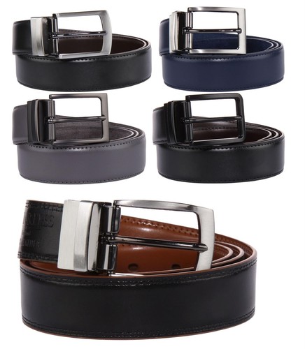 Mens Genuine 100% Leather Smart Trouser Reversible Belt Waist Size 30 - 42 - Picture 2 of 32