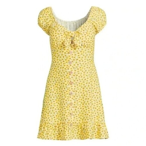 NO BOUNDARIES sunflower dress size XXL yellow Milkmaid 90s babydoll - Picture 2 of 10