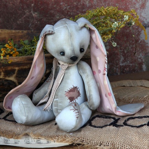 Conejo de artista vintage 30 cm conejo de tela antiguo conejo decoración conejo de Pascua hecho a mano - Imagen 2 de 2