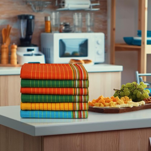 12-Pack Colorful Cotton Kitchen Towels, Highly Absorbent and Machine Washable - Picture 8 of 11
