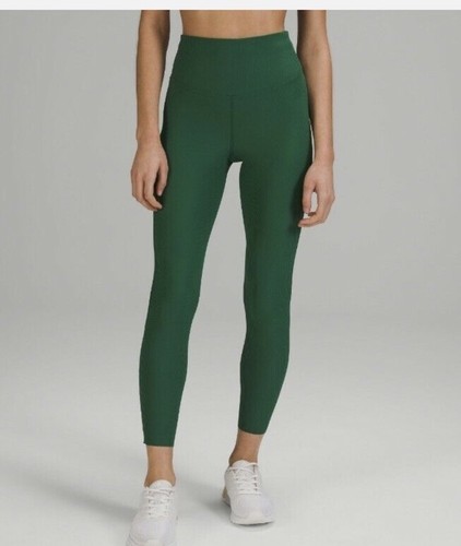 Lululemon Base Pace HR Ribbed Tights Green Womens Size 4 25 Inch Inseam. - Picture 2 of 10