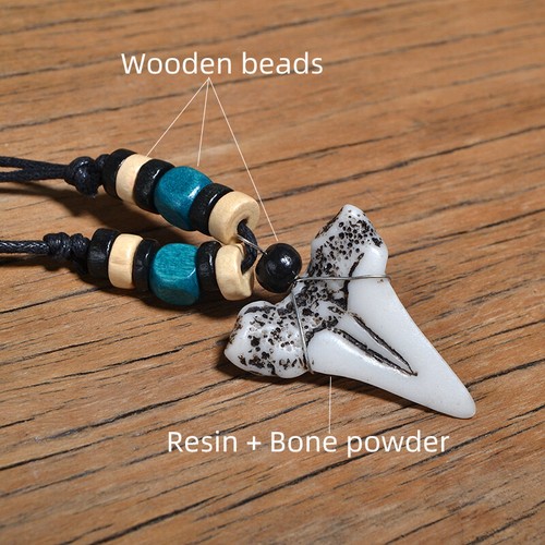 FAKE SHARK TOOTH FALSE NECKLACE MENS PENDANT SURFER SKATER - Picture 2 of 6