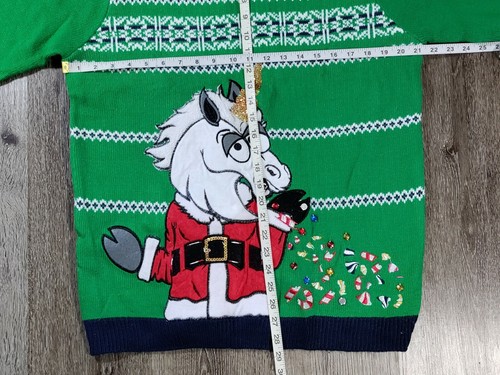 Jolly Ugly Christmas Sweater Large Unicorn Crewneck Damen Grün Top - Bild 3 von 6