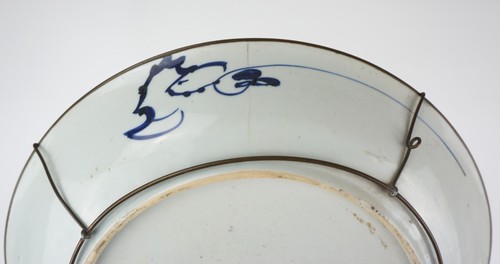 VLarge Antique Chinese Blue and White Porcelain Plate Peony Charger KANGXI 17thC - Picture 9 of 13