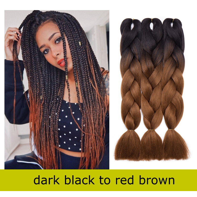 Multi Colored Afro Crochet Braids Hair Extensions Straight Jumbo Braiding Ombre - Picture 61 of 67