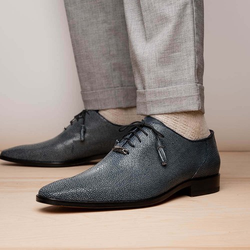 NUEVO Zapatos de Vestir Marco Di Milano Moda Exótica Cuero Raya Genuino Azul - Imagen 2 de 6