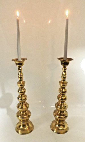 Homco Japan 18" Brass Candlestick holders - Pair of 2