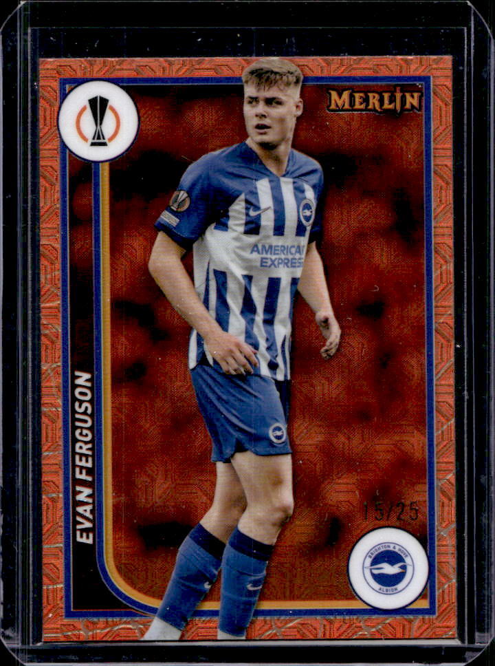 2023 Topps Chrome Merlin UEFA Evan Ferguson Orange Mojo Refractor #15/25 #32
