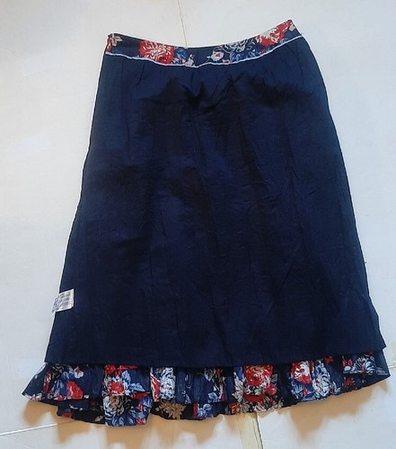 LAURA ASHLEY blue red white floral crinkle cotton skirt pockets UK size 10 BNWOT - Picture 8 of 11