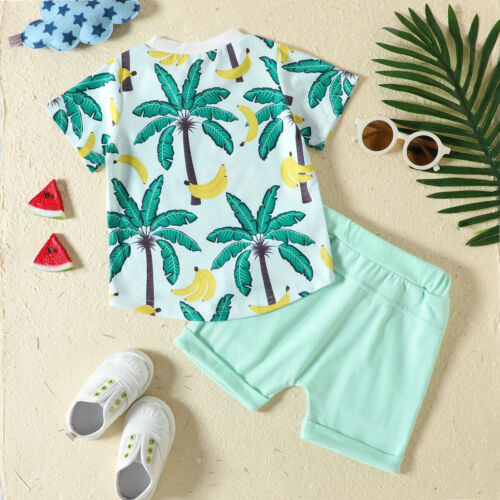 2Pcs Newborn Toddler Kids Baby Boy T-shirt Top+Shorts Cotton Clothes Outfits Set - Picture 24 of 36