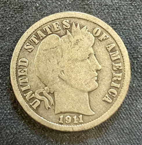 1911-D Barber Dime 10C Silver - Very Good (VG) - Picture 5 of 6