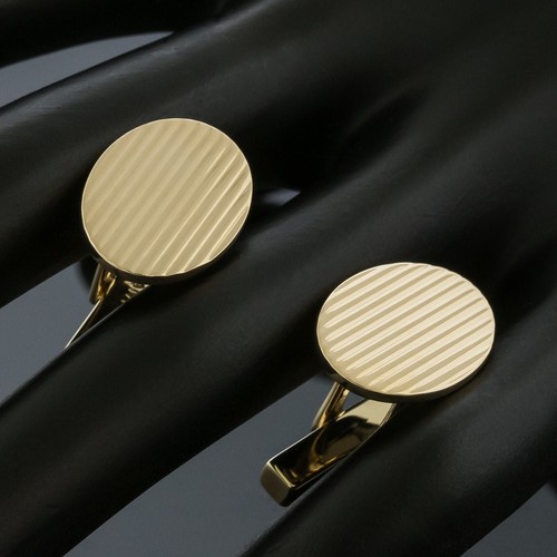 Vintage Tiffany&Co. Classic Oval Ribbed Cufflinks 14K Yellow Gold Men's Jewelry - Picture 5 of 5