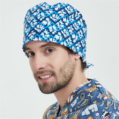 Womens/Mens Florals Printed Cap Scrub Hat/Cap Head Wear Adjustable Accessories - Picture 350 of 660