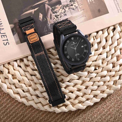 ANNEFIT Denim Stoff Uhrenarmband 16mm/18mm/19mm/20mm/21mm/22mm/24mm Schnellverschluss - Bild 9 von 39