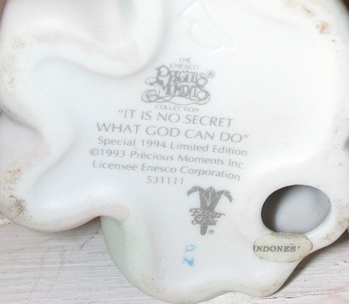 Precious Moments It Is No Secret What God Can Do Special Limited Edition 1994 - Picture 3 of 3