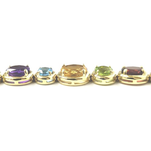 9ct Gold Gemstone Bracelet Amethyst Citrine Garnet Peridot Topaz 7.5 Inch 16.5g - Picture 10 of 23
