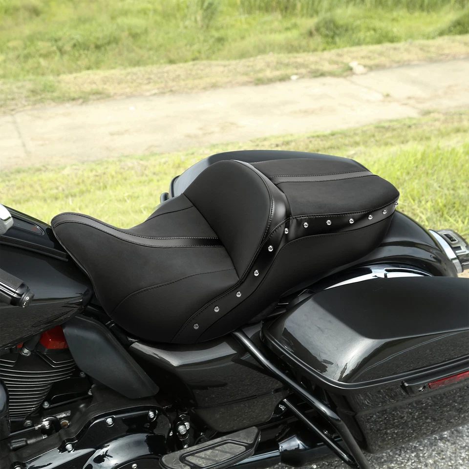 Asiento de conductor pasajero apto para Harley Electra Street Road Tri Glide 2009-up negro Foto 4 de 4