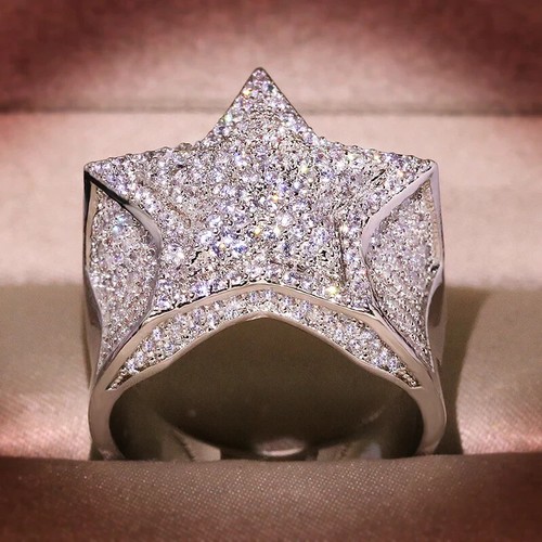 Gorgeous Hip-Hop Style Ring With Brilliant 2.11CT Round Cut White Sapphire Ring - Picture 2 of 6