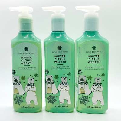 #ad 3 Bath amp; Body Works WINTER CITRUS WREATH Cleansing Gentle Gel Hand Soap 8 oz $24.99
