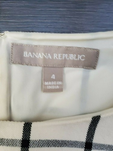 Banana Republic Gr. 4 Schößchen elfenbein schwarz Fensterscheibe Karo ärmellos Reißverschluss hinten Top - Bild 3 von 10
