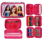 Girls Barbie Pink Pencil Case Filled With Colouring Pens Pencils & Stationery +