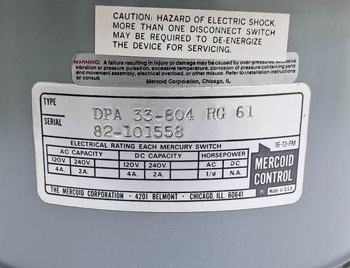 Interruptor de temperatura Mercoid DPA 33-804 RG 61 - Imagen 2 de 11