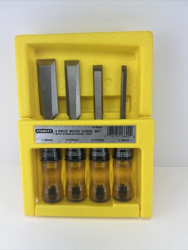 Stanley No.16-600A Professional 4 Pc. Chisel Set 1/4 ''-1''/ Storage Tray Stand - Picture 4 of 23