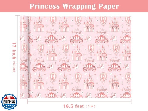WRAPAHOLIC Princess Wrapping Paper - Mini Roll - 17 Inch x 16.5 Feet - Carria - Picture 3 of 5