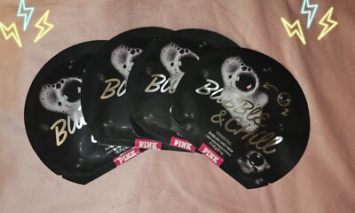 Lot of 4 VICTORIA'S SECRET PINK CHARCOAL BUBBLE & CHILL - BUBBLING SHEET MASK 