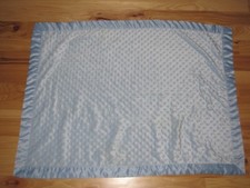 SL S L HOME FASHION BABY BOY BLANKET BLUE MINKY SATIN EDGE TRIM SHERPA PLUSH