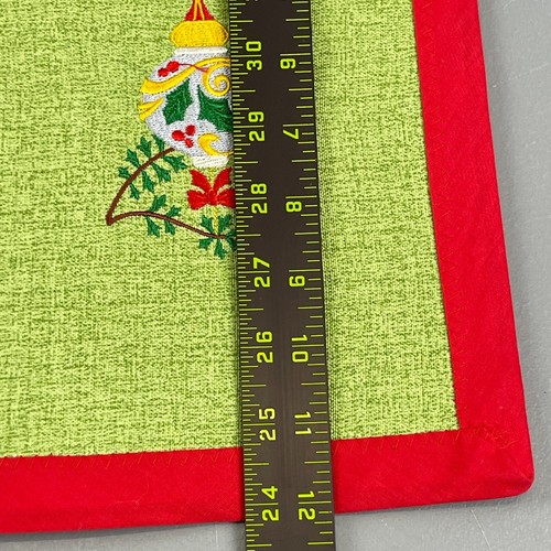 Weihnachten Tischset 2er Set bestickt Ornament grün rot Bordüre Handarbeit - Bild 6 von 7