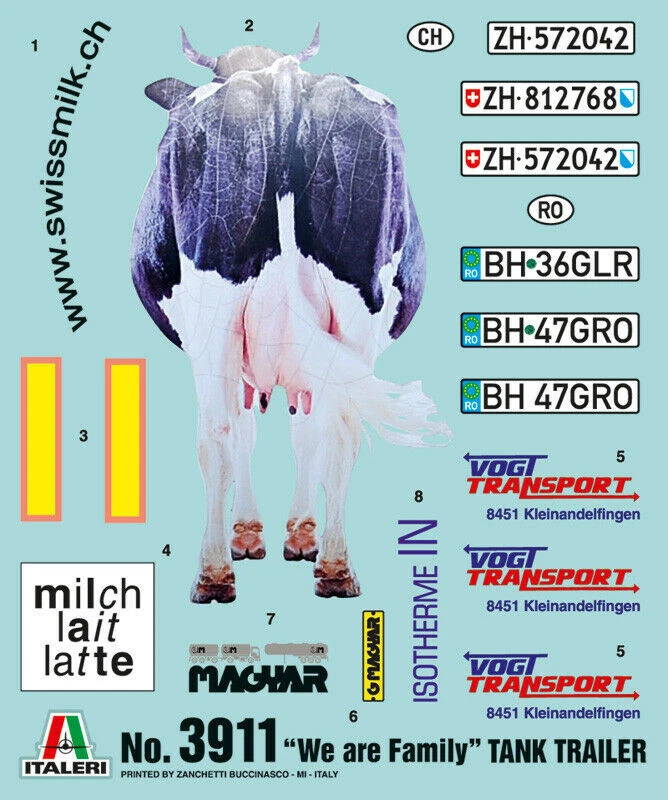 Italeri 3911 LKW Anhänger The Familiy "Swissmilk" Tank 1:24 Model Kit Bausatz - Bild 3 von 3