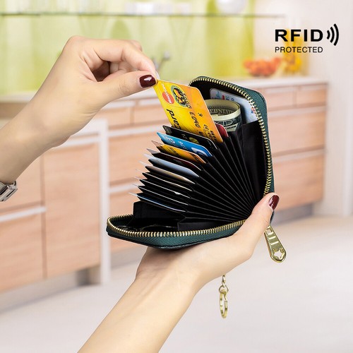 Women RFID Blocking Card Holder Leather Credit Card Case Wallet Zip Around Purse - Bild 9 von 31