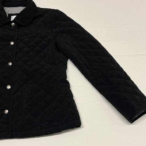 Croft & Barrow Snap Up Lined Padded Embroidered Jacket Women Small Black Quilted - Picture 2 of 16