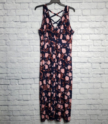 Market Spruce Maxi Dress Womens 3x Blue Floral Sleeveless Jiana Casual Plus Size